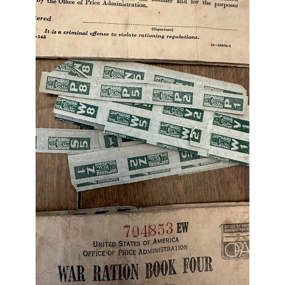 Vintage WW2 War Ration Book Four OPA Form R-145 + Stamps Haughton LA 1943 #1W - Picture 3 of 11